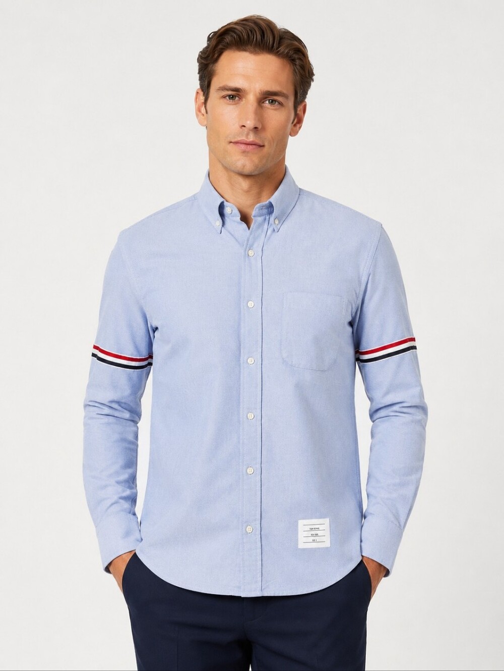Thom Browne Oxford Shirt Mens Size 3 Blue 4 Bar Stripe Button Down Made Japan